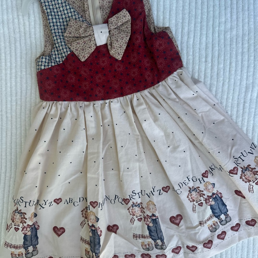 Adorable Cream and Red Alphabet Dress